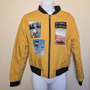 Woman's yellow bomber jacket london style